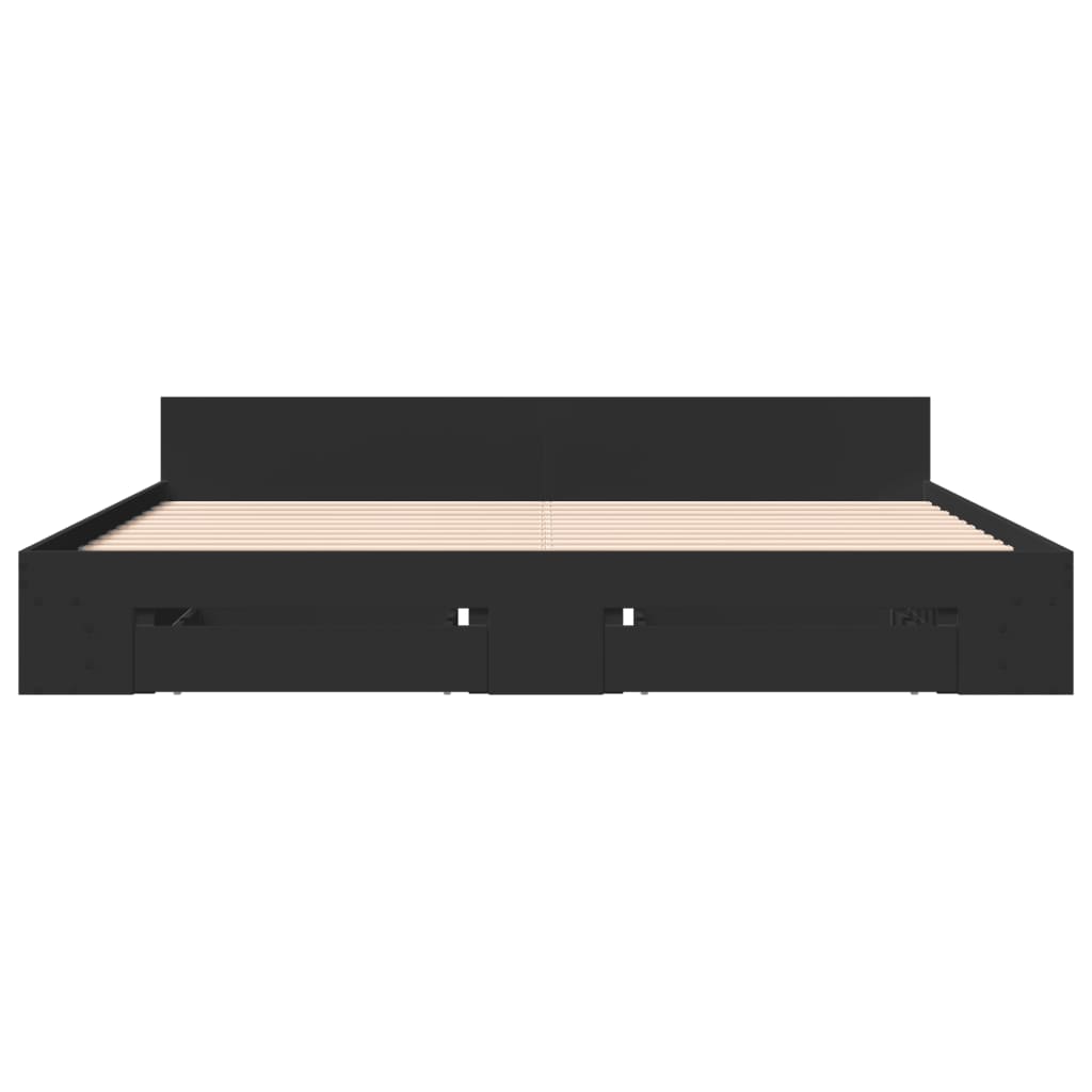 vidaXL Cadru de pat cu sertare negru 200x200 cm lemn prelucrat