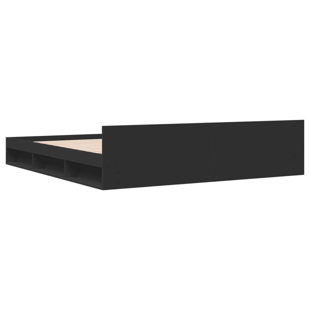 vidaXL Cadru de pat cu sertare negru 200x200 cm lemn prelucrat