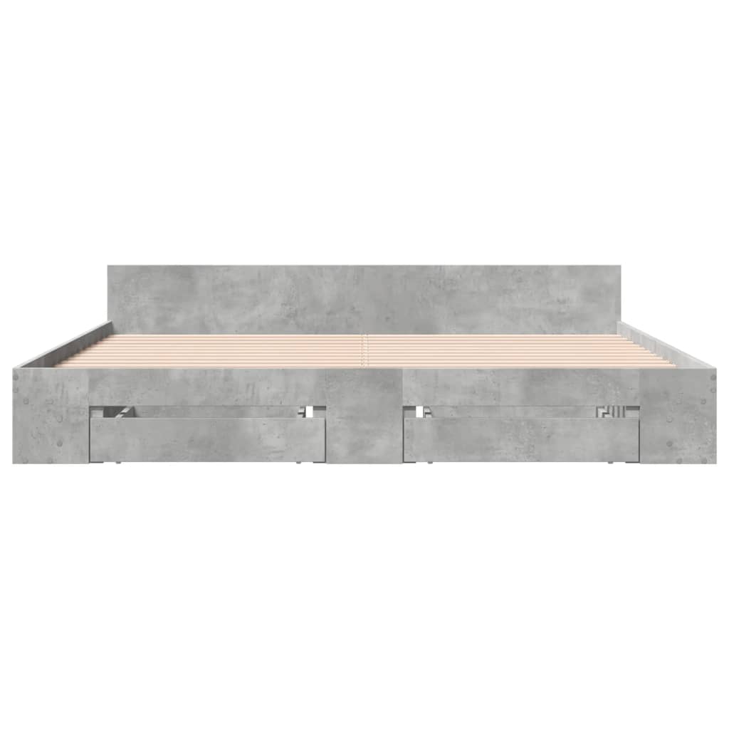 vidaXL Cadru de pat cu sertare gri beton 200x200 cm lemn prelucrat