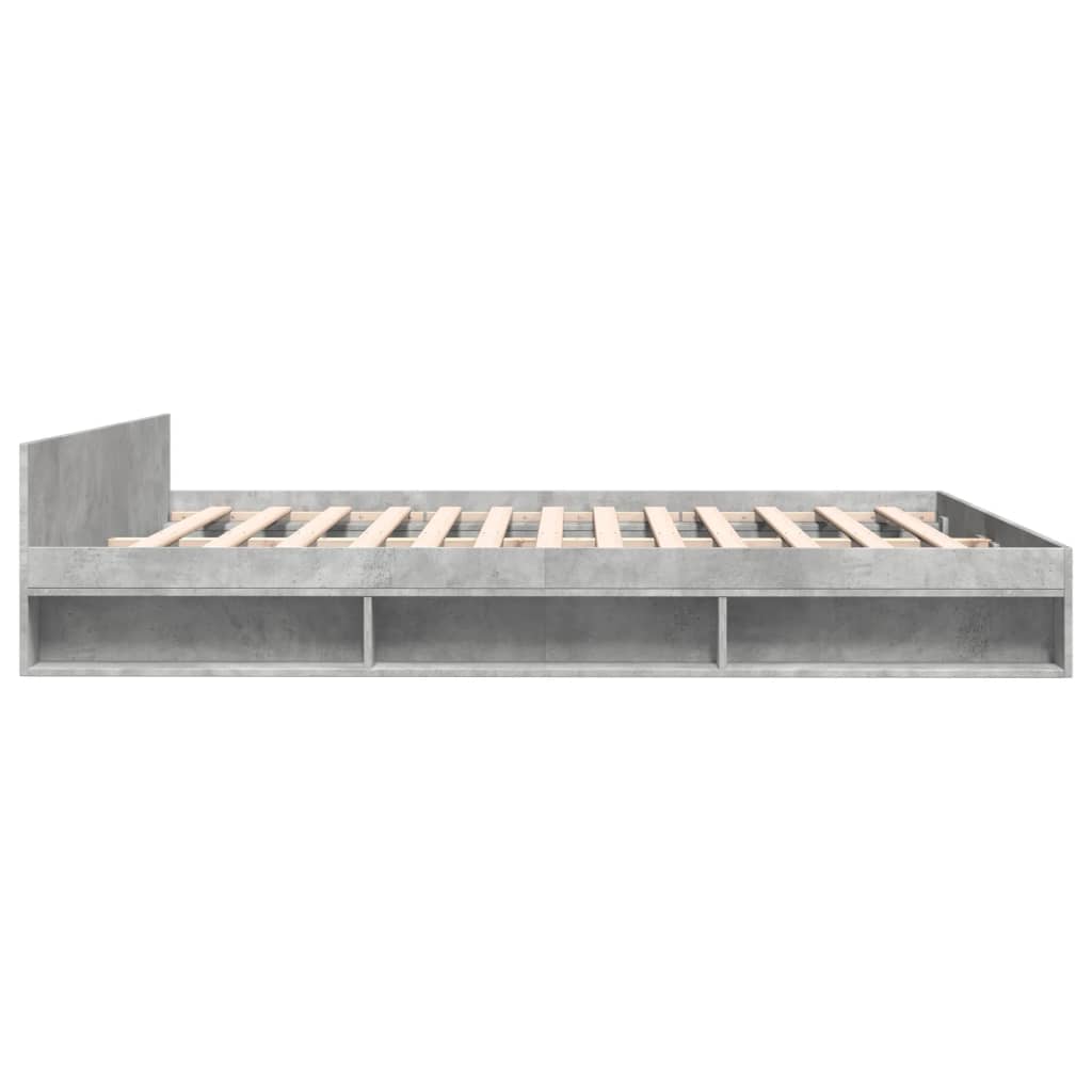 vidaXL Cadru de pat cu sertare gri beton 200x200 cm lemn prelucrat
