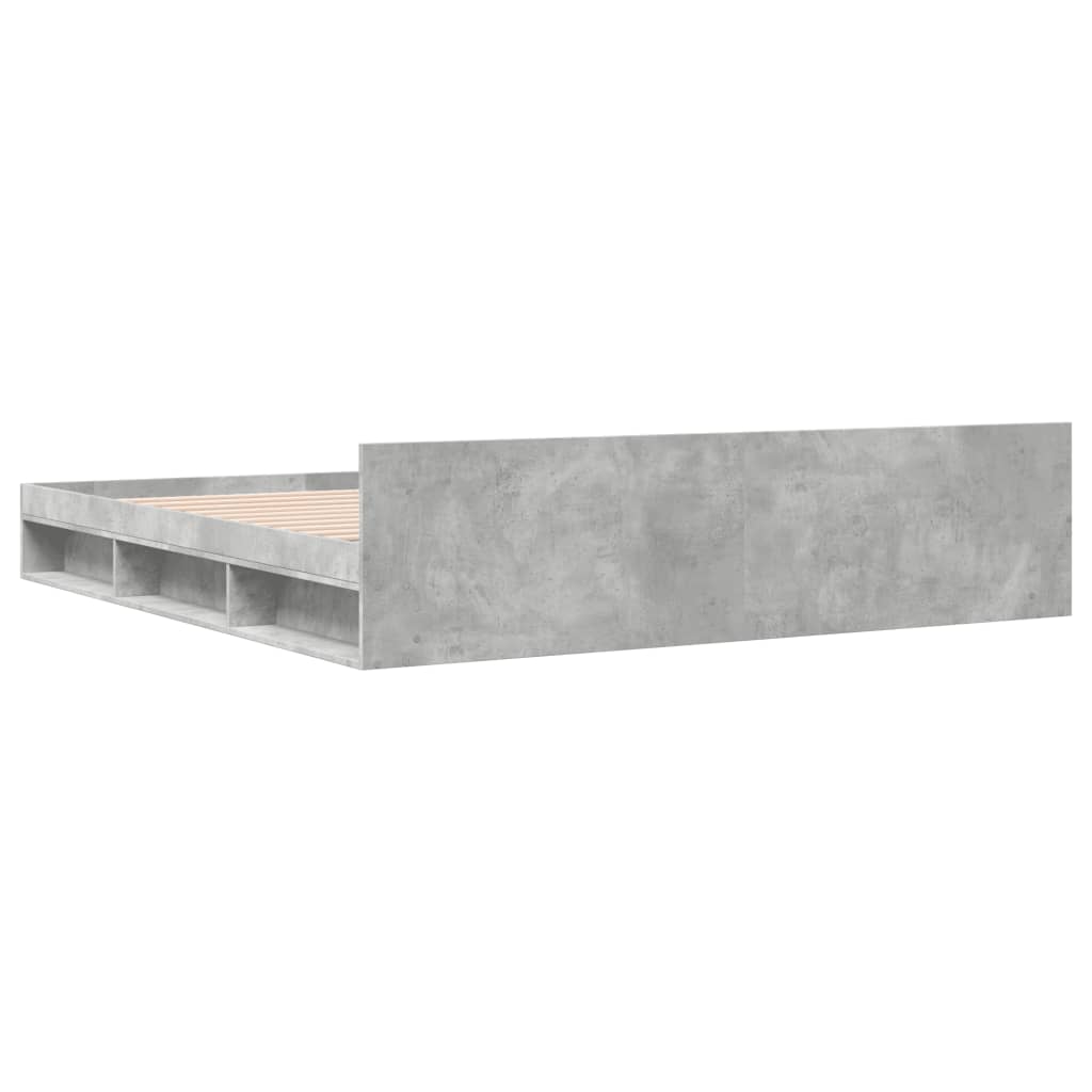 vidaXL Cadru de pat cu sertare gri beton 200x200 cm lemn prelucrat