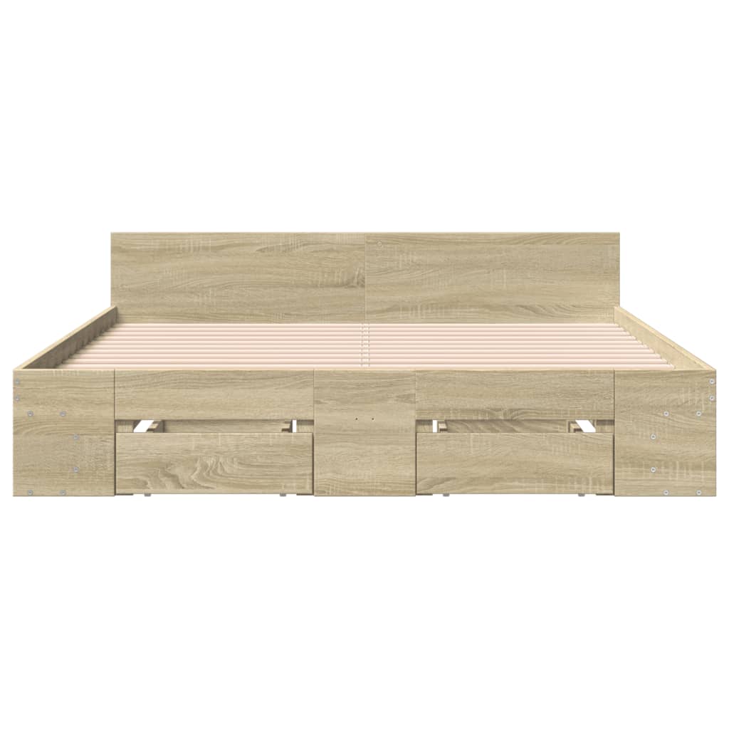 vidaXL Cadru de pat cu sertare stejar sonoma 160x200 cm lemn prelucrat vidaXL Cadru de pat cu sertare stejar sonoma 160x200 cm lemn prelucrat