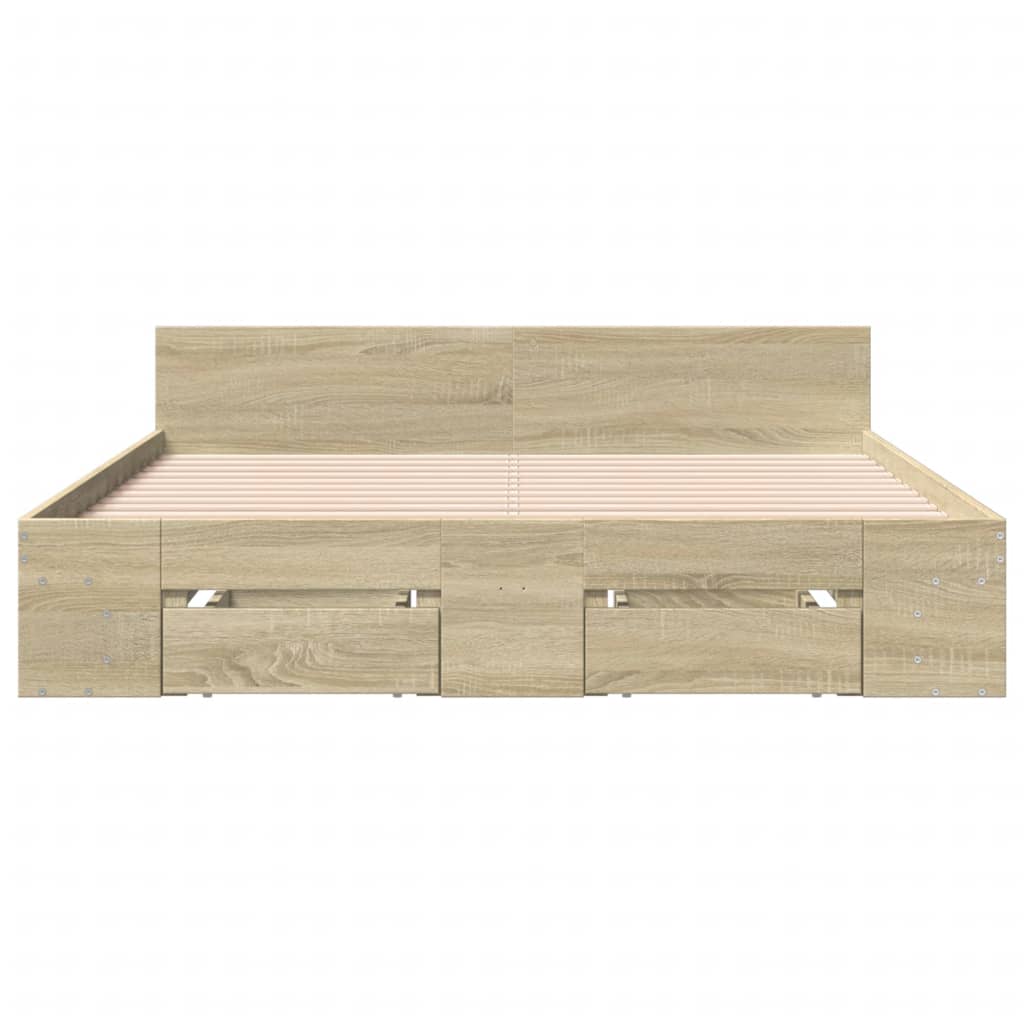 vidaXL Cadru de pat cu sertare stejar sonoma 150x200 cm lemn prelucrat