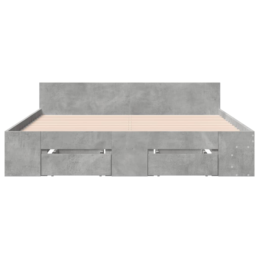 vidaXL Cadru de pat cu sertare, gri beton, 150x200 cm, lemn prelucrat vidaXL Cadru de pat cu sertare, gri beton, 150x200 cm, lemn prelucrat