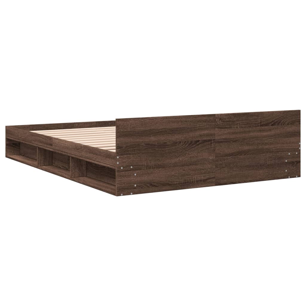vidaXL Cadru de pat cu sertare, stejar maro, 150x200 cm lemn prelucrat