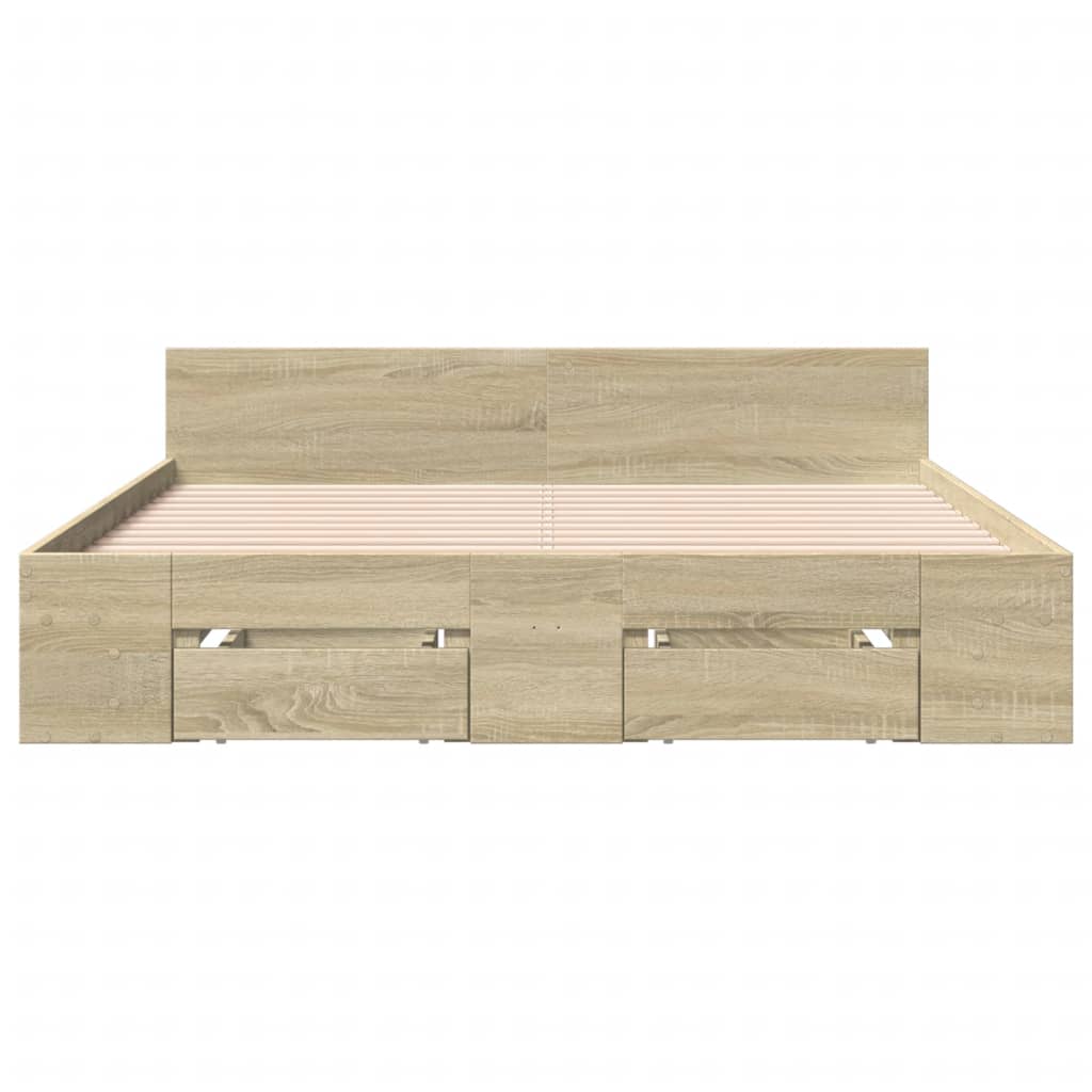 vidaXL Cadru de pat cu sertare stejar sonoma 120x200 cm lemn prelucrat vidaXL Cadru de pat cu sertare stejar sonoma 120x200 cm lemn prelucrat