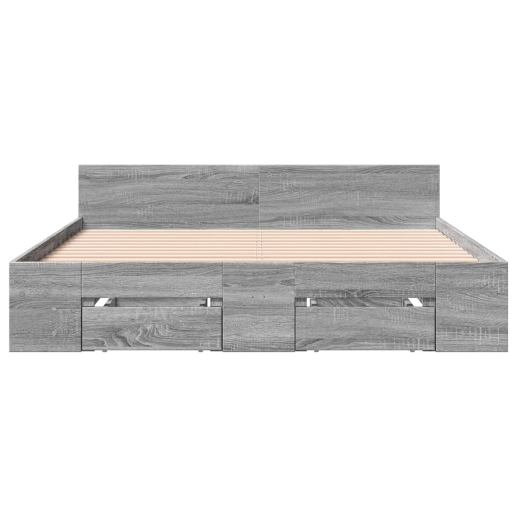vidaXL Cadru de pat cu sertare gri sonoma 120x200 cm lemn prelucrat