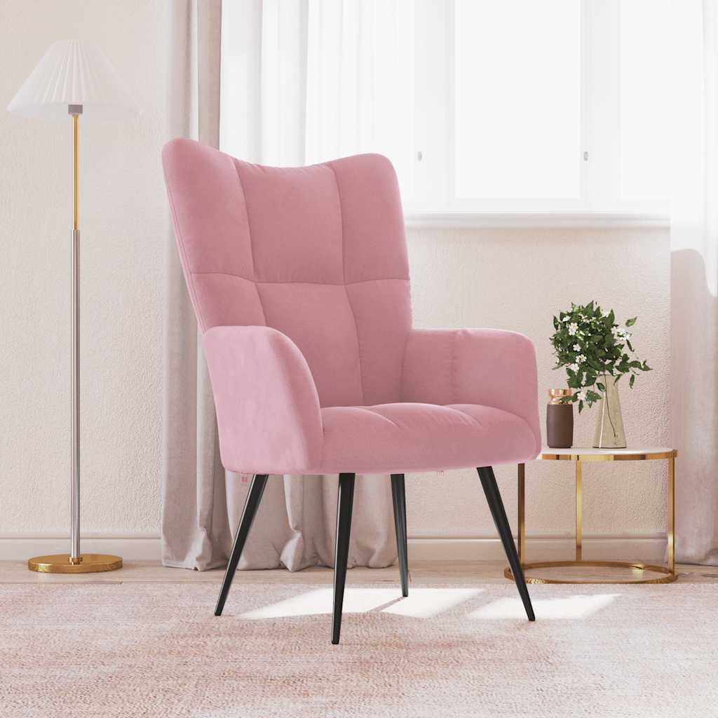 vidaXL Scaun de relaxare, roz, catifea vidaXL Scaun de relaxare, roz, catifea