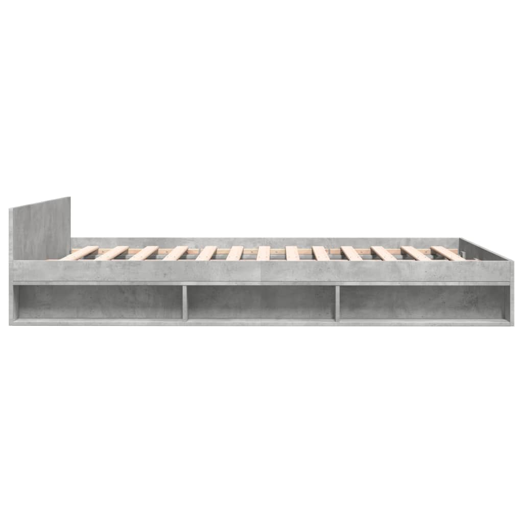 vidaXL Cadru de pat cu sertare, gri beton, 135x190 cm, lemn prelucrat vidaXL Cadru de pat cu sertare, gri beton, 135x190 cm, lemn prelucrat