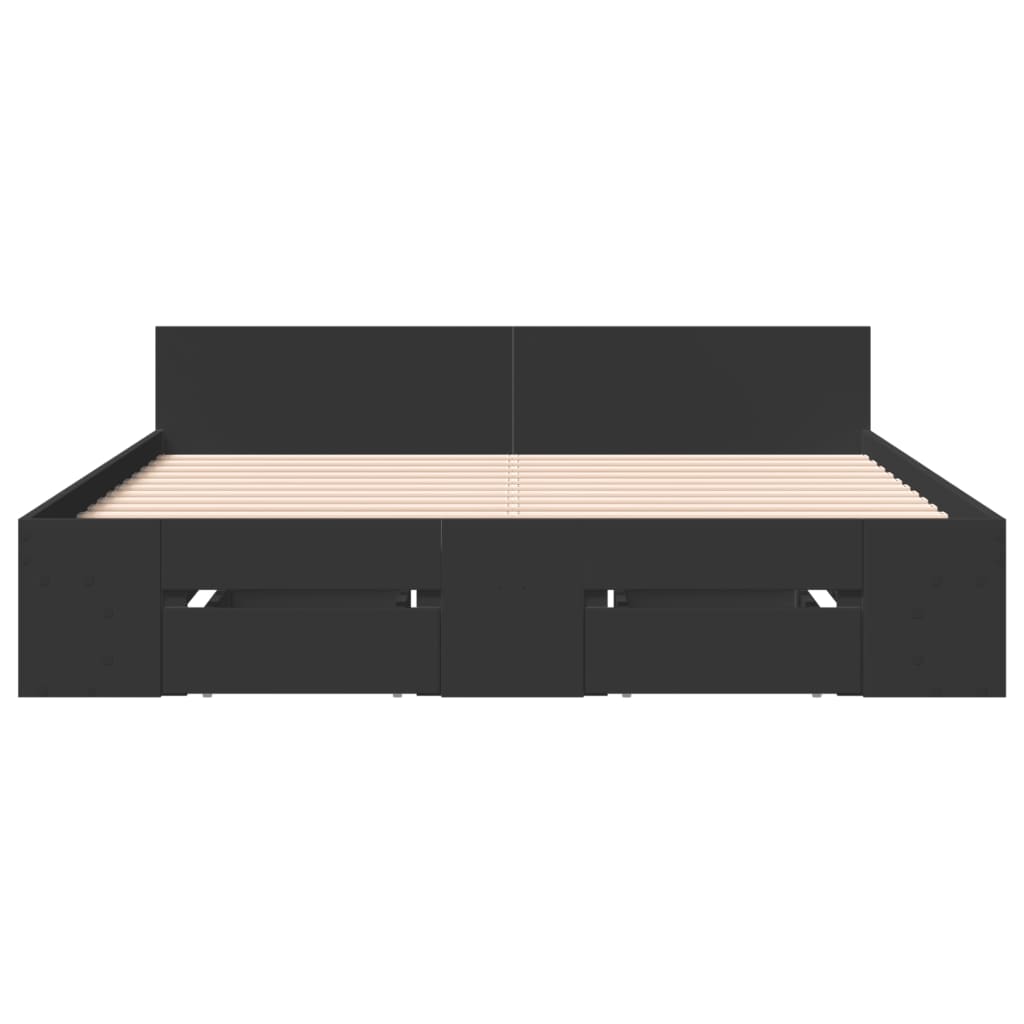 vidaXL Cadru de pat cu sertare, negru, 120x190 cm, lemn prelucrat vidaXL Cadru de pat cu sertare, negru, 120x190 cm, lemn prelucrat