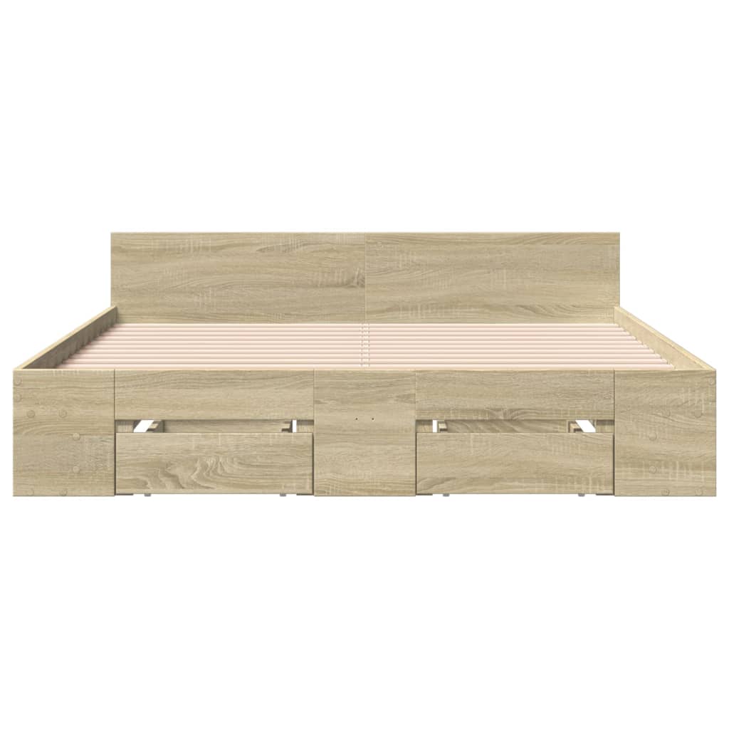vidaXL Cadru de pat cu sertare stejar sonoma 120x190 cm lemn prelucrat