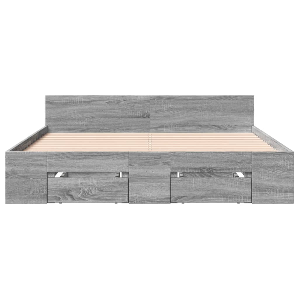 vidaXL Cadru de pat cu sertare gri sonoma 120x190 cm lemn prelucrat