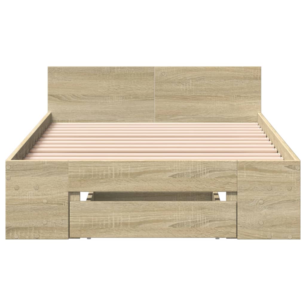 vidaXL Cadru de pat cu sertar stejar sonoma 90x190 cm lemn prelucrat vidaXL Cadru de pat cu sertar stejar sonoma 90x190 cm lemn prelucrat
