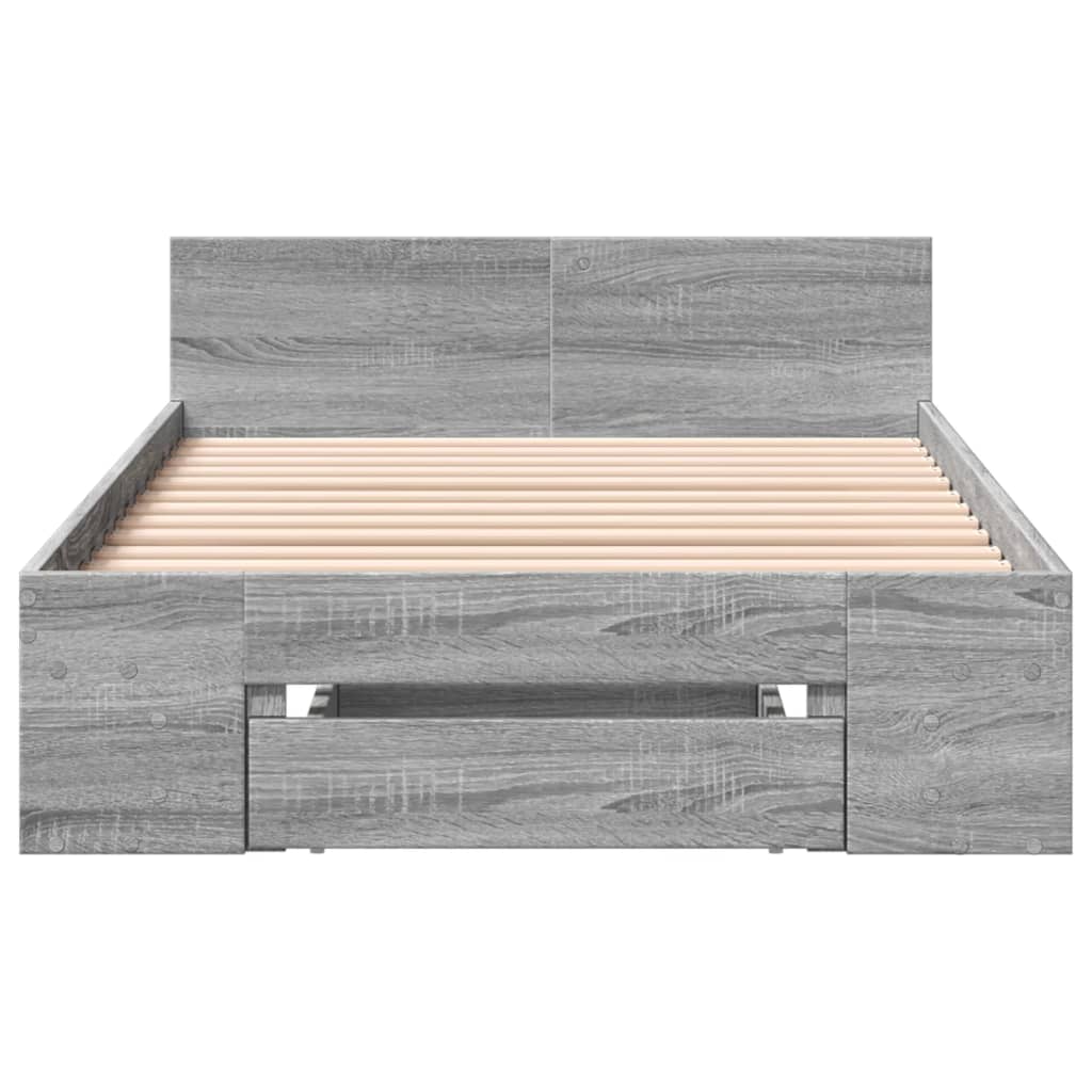 vidaXL Cadru de pat cu sertar gri sonoma 90x190 cm lemn prelucrat