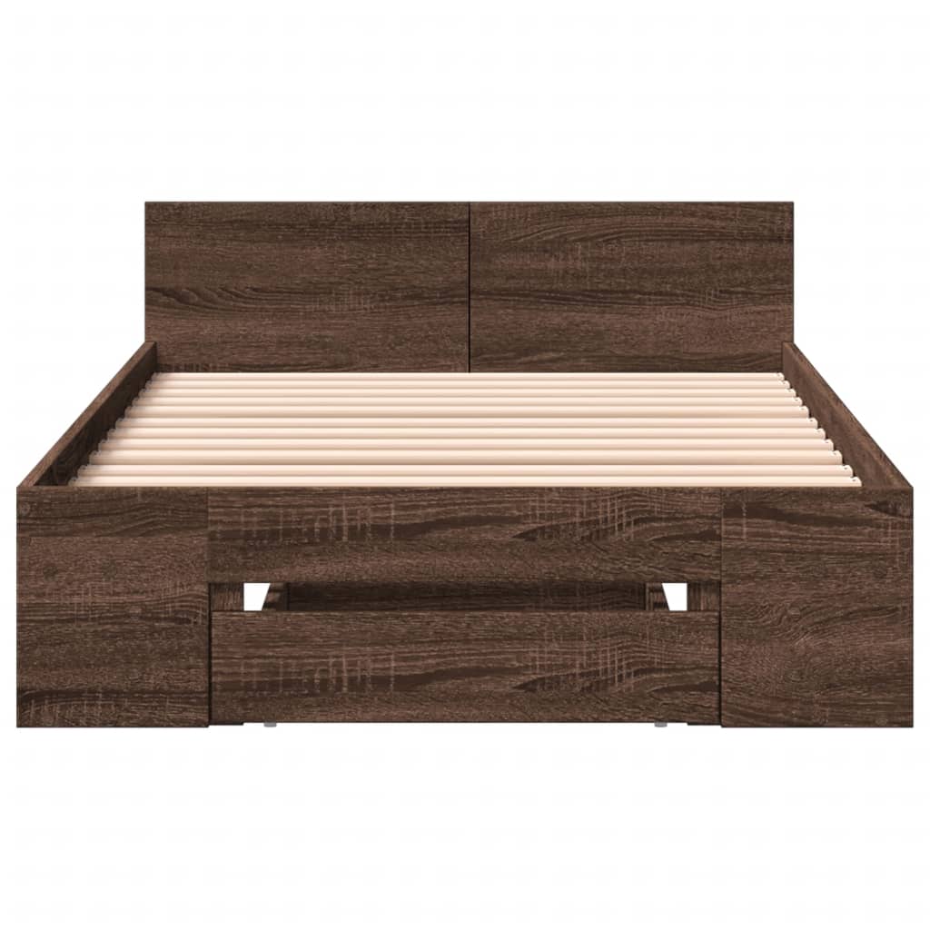 vidaXL Cadru de pat cu sertar, stejar maro, 90x190 cm lemn prelucrat