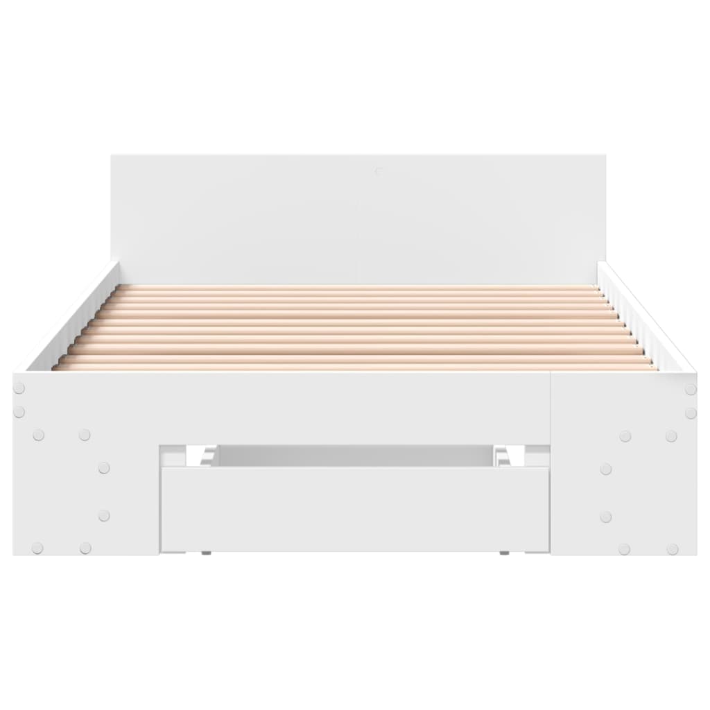 vidaXL Cadru de pat cu sertar, alb, 100x200 cm, lemn prelucrat