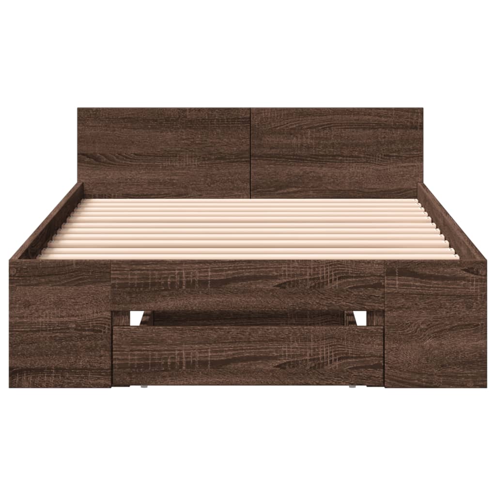 vidaXL Cadru de pat cu sertar, stejar maro, 100x200 cm lemn prelucrat