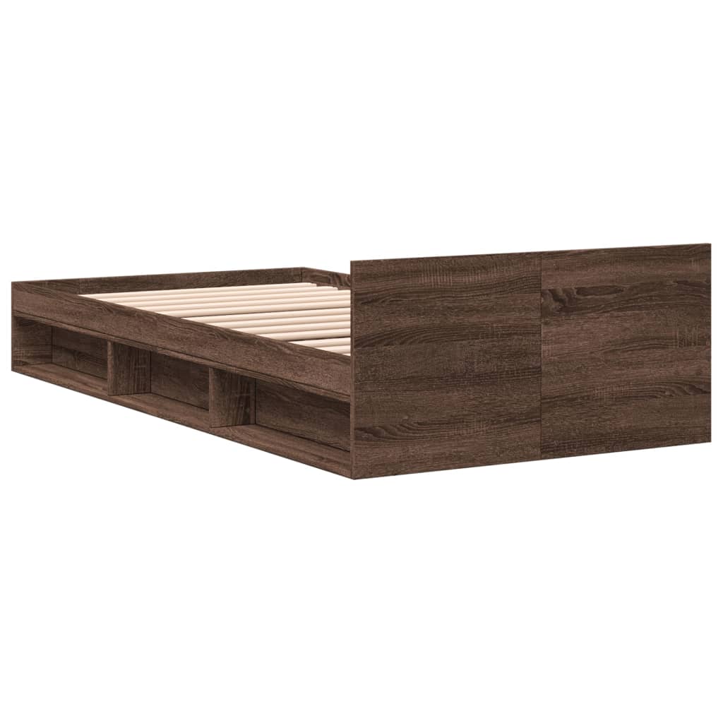 vidaXL Cadru de pat cu sertar, stejar maro, 100x200 cm lemn prelucrat
