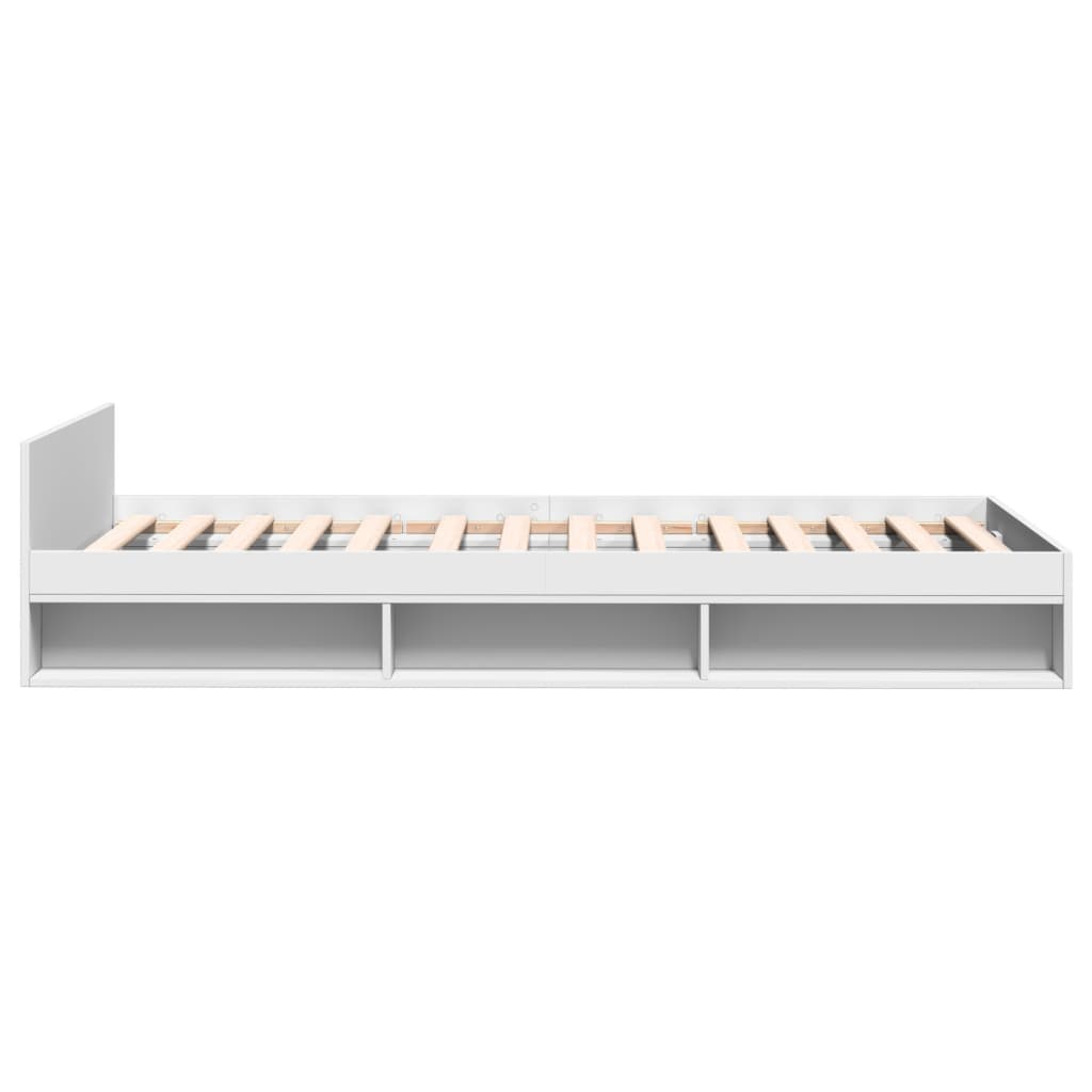vidaXL Cadru de pat cu sertar, alb, 90x200 cm, lemn prelucrat