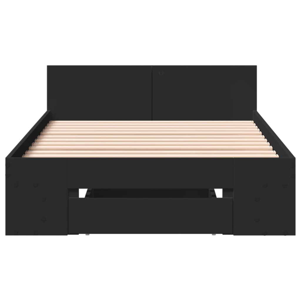 vidaXL Cadru de pat cu sertar, negru, 90x200 cm, lemn prelucrat