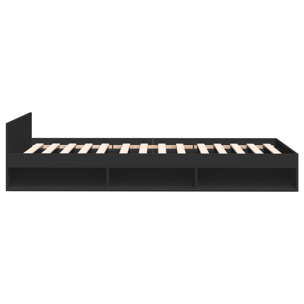 vidaXL Cadru de pat cu sertar, negru, 90x200 cm, lemn prelucrat