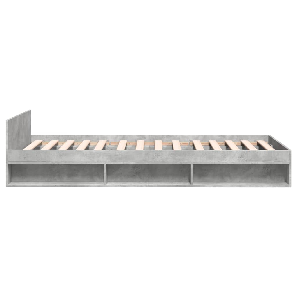 vidaXL Cadru de pat cu sertar, gri beton, 90x200 cm, lemn prelucrat