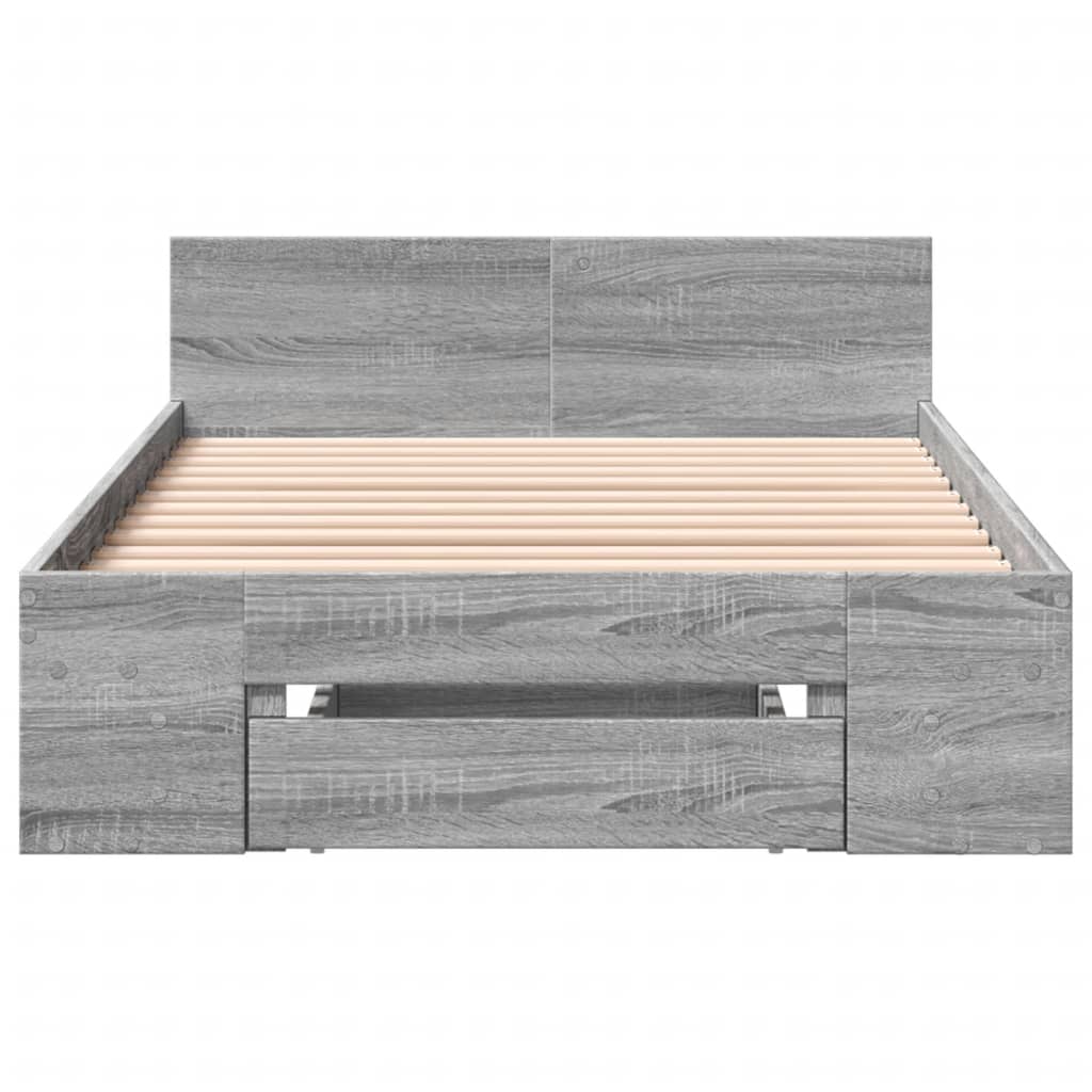 vidaXL Cadru de pat cu sertar gri sonoma 90x200 cm lemn prelucrat
