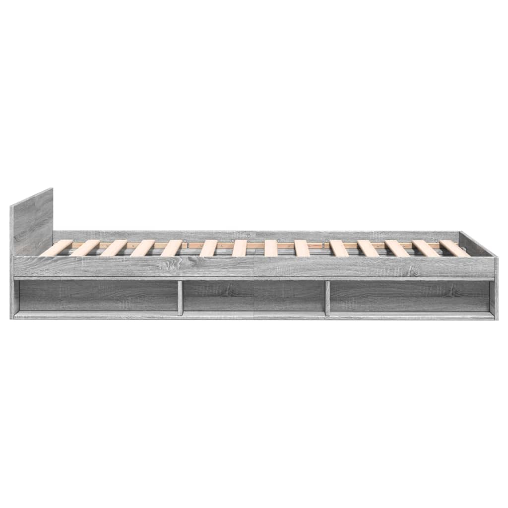 vidaXL Cadru de pat cu sertar gri sonoma 90x200 cm lemn prelucrat