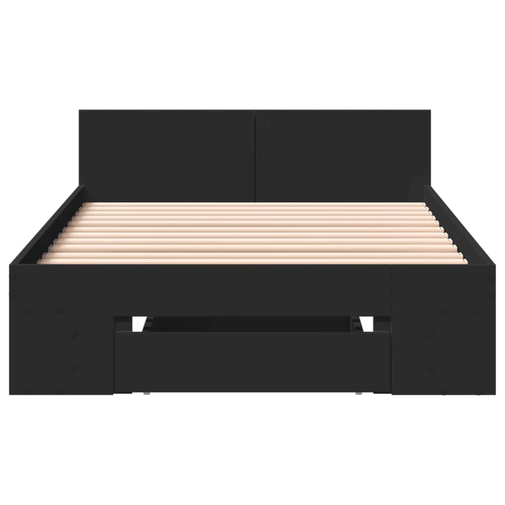 vidaXL Cadru de pat cu sertar, negru, 75x190 cm, lemn prelucrat vidaXL Cadru de pat cu sertar, negru, 75x190 cm, lemn prelucrat