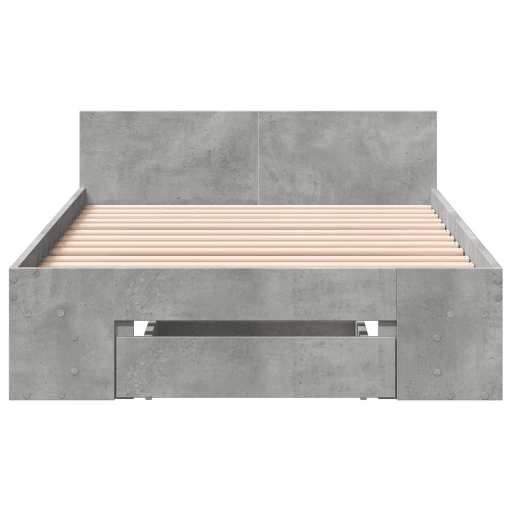 vidaXL Cadru de pat cu sertar, gri beton, 75x190 cm, lemn prelucrat vidaXL Cadru de pat cu sertar, gri beton, 75x190 cm, lemn prelucrat