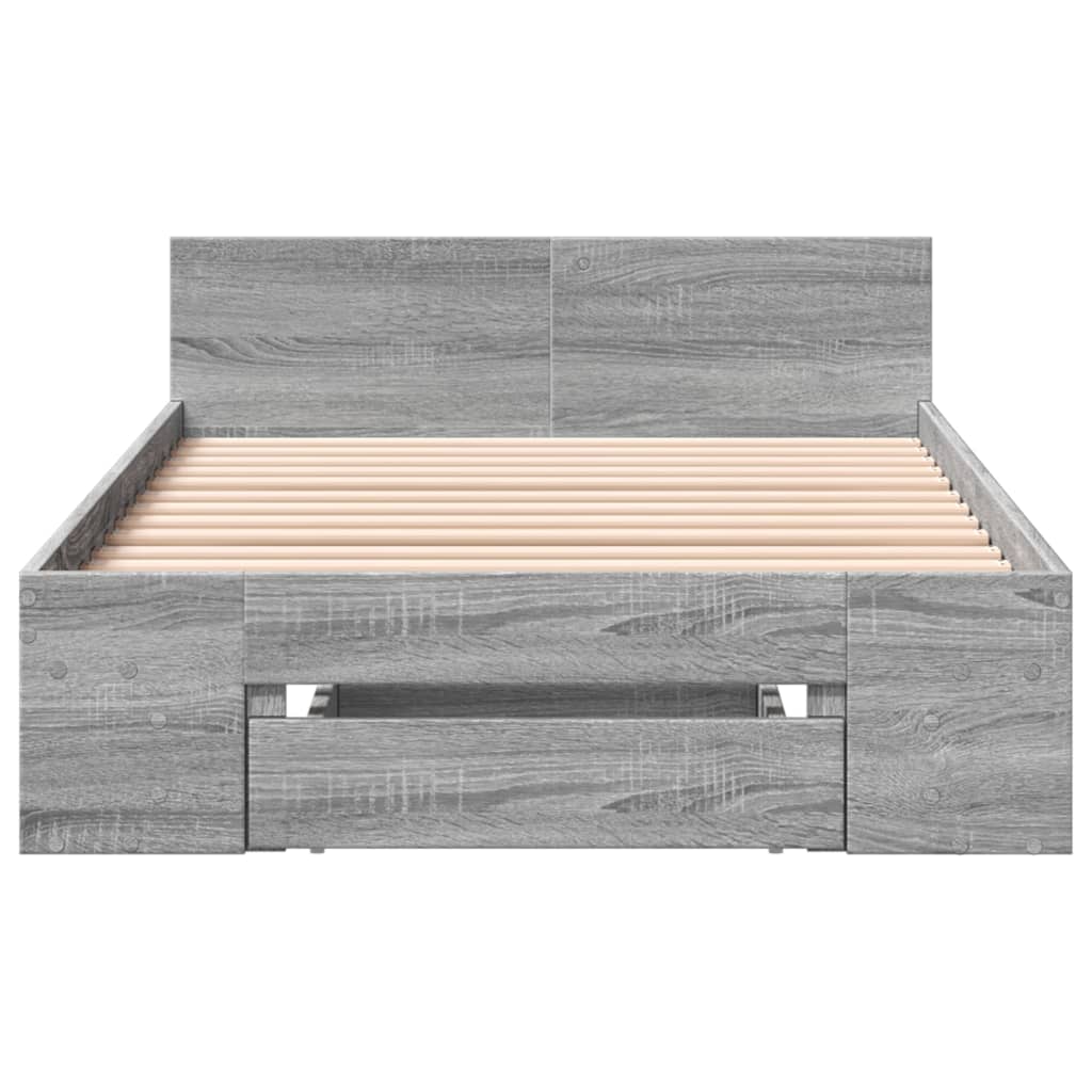 vidaXL Cadru de pat cu sertar gri sonoma 75x190 cm lemn prelucrat