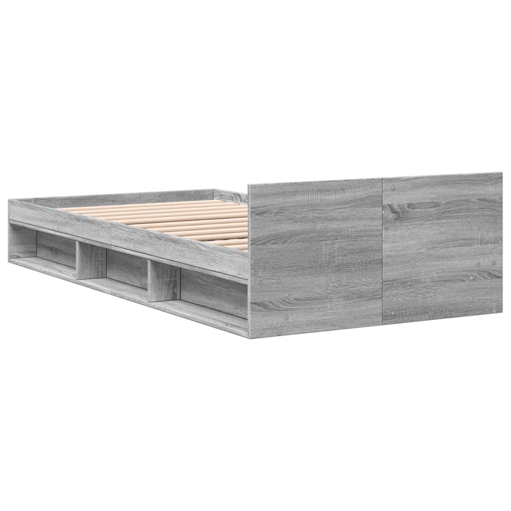 vidaXL Cadru de pat cu sertar gri sonoma 75x190 cm lemn prelucrat