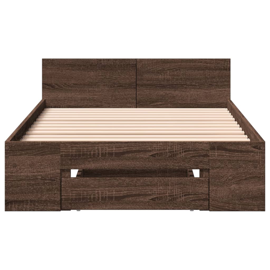 vidaXL Cadru de pat cu sertar stejar maro 75x190 cm lemn prelucrat
