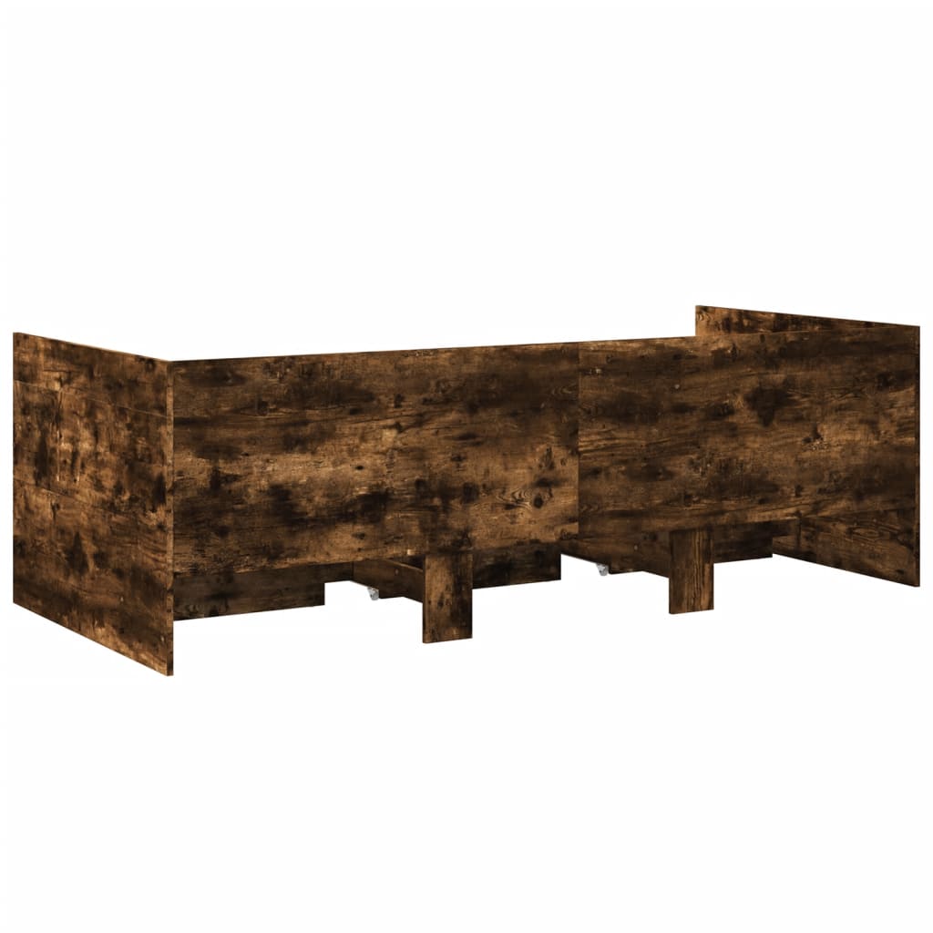 vidaXL Pat de zi cu sertare fără saltea, stejar fumuriu, 100x200 cm