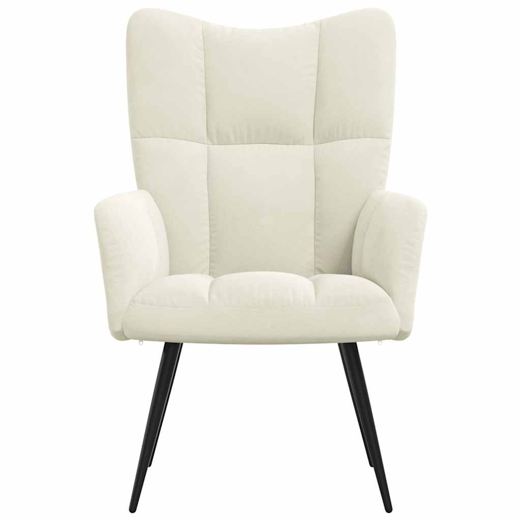 vidaXL Scaun de relaxare, alb crem, catifea