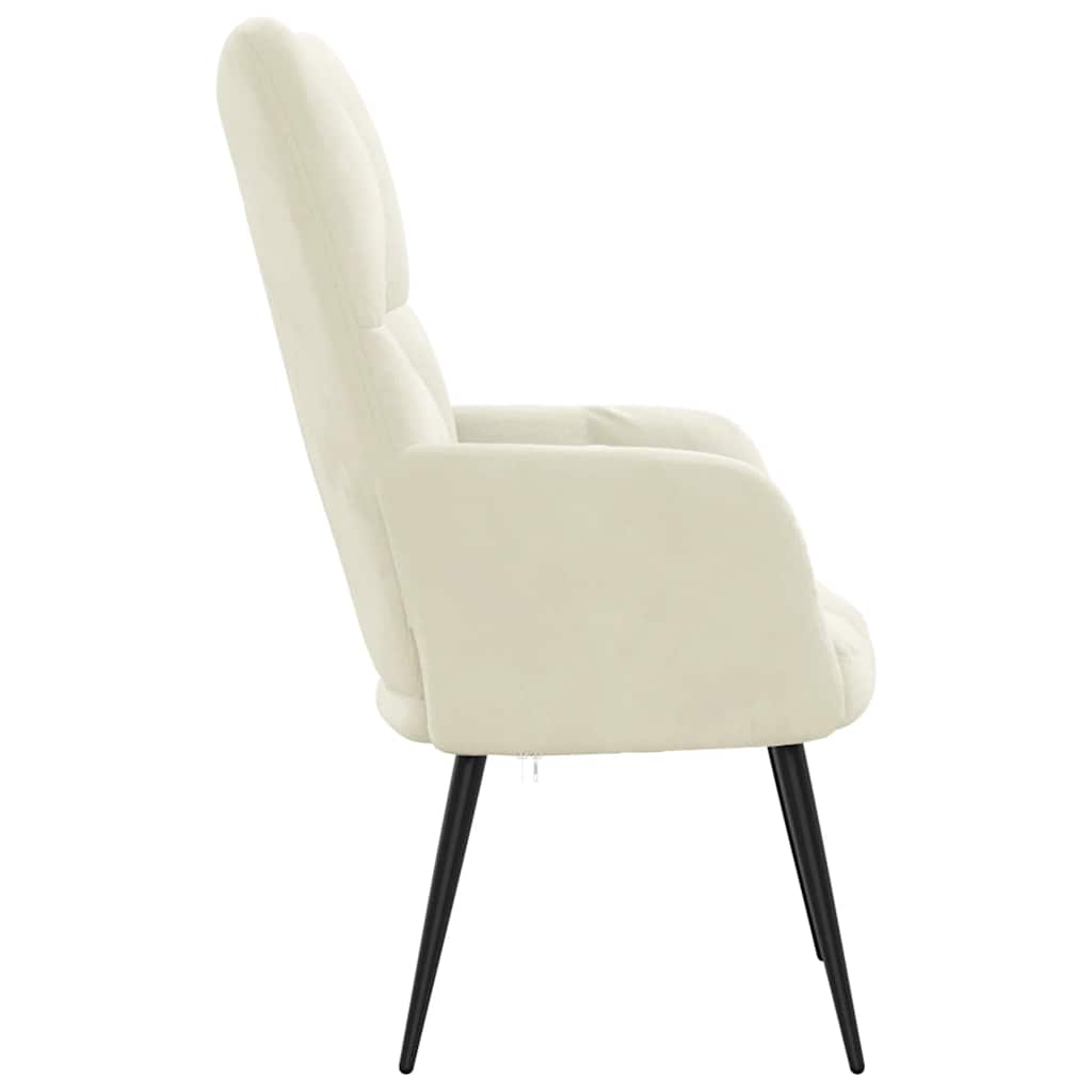 vidaXL Scaun de relaxare, alb crem, catifea