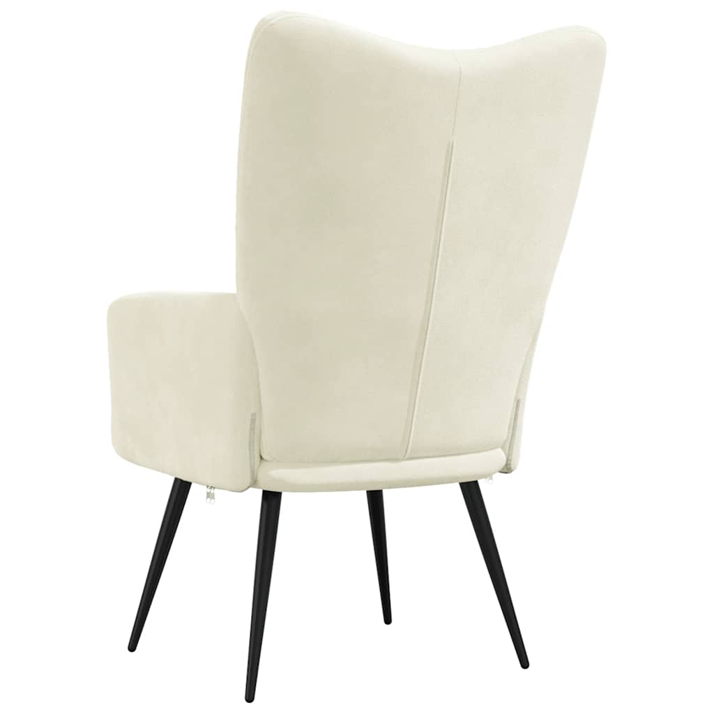 vidaXL Scaun de relaxare, alb crem, catifea