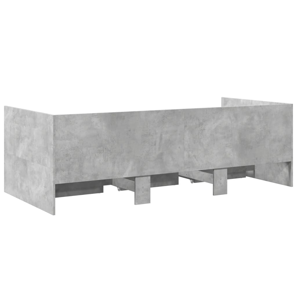 vidaXL Pat de zi cu sertare fără saltea, gri beton, 90x190 cm