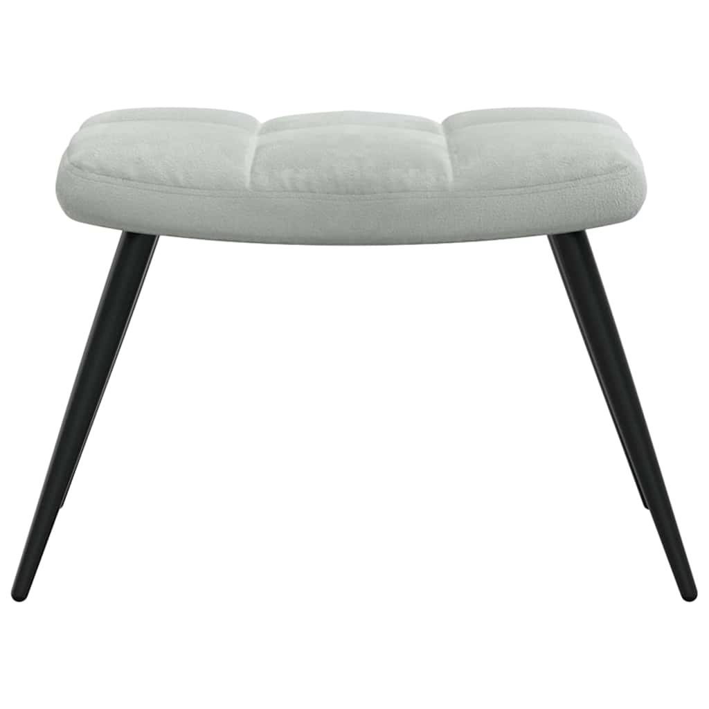 vidaXL Scaun de relaxare cu taburet, gri deschis, catifea vidaXL Scaun de relaxare cu taburet, gri deschis, catifea
