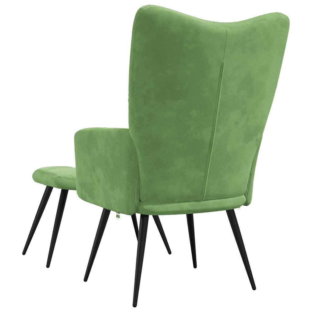 vidaXL Scaun de relaxare cu taburet, verde deschis, catifea