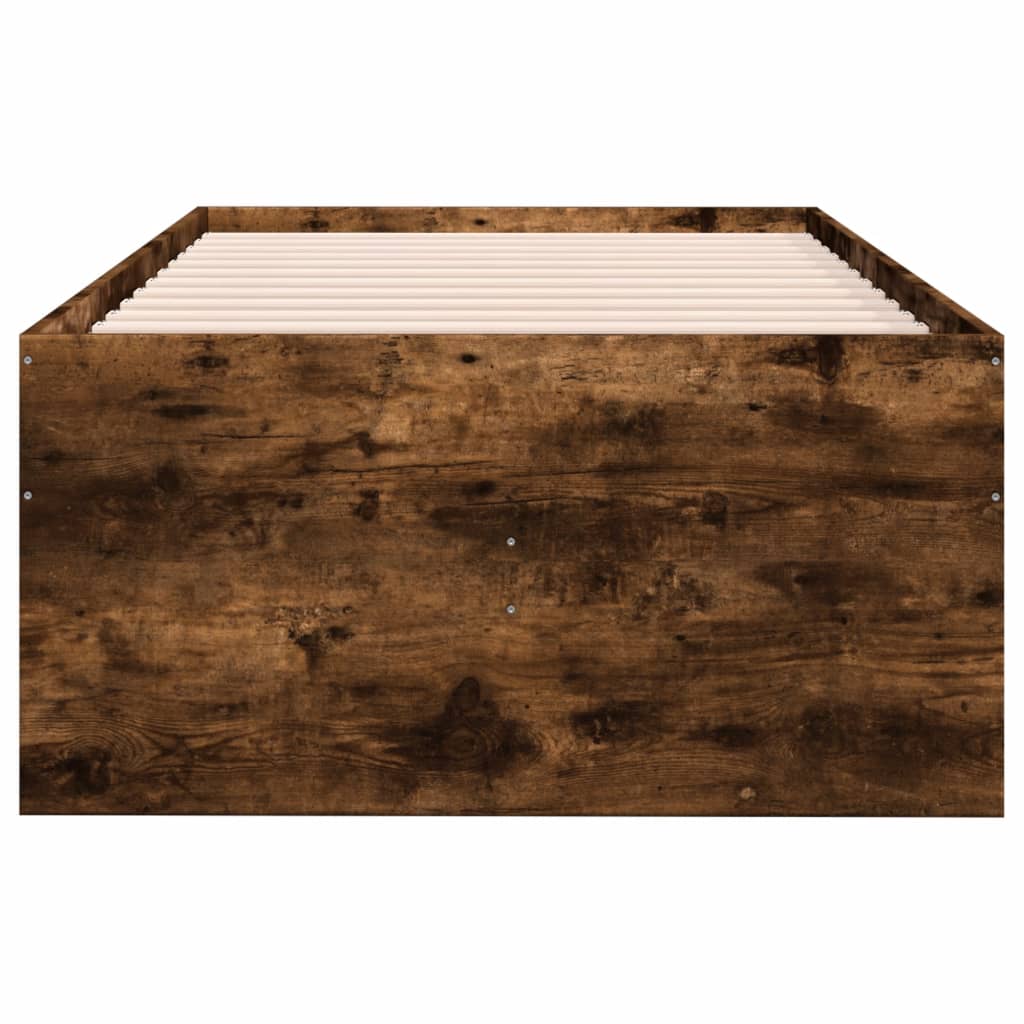 vidaXL Pat de zi cu sertare fără saltea, stejar fumuriu, 100x200 cm