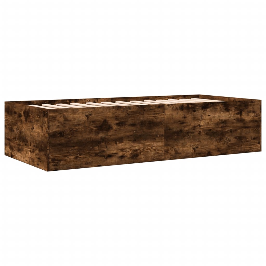 vidaXL Pat de zi cu sertare fără saltea, stejar fumuriu, 100x200 cm