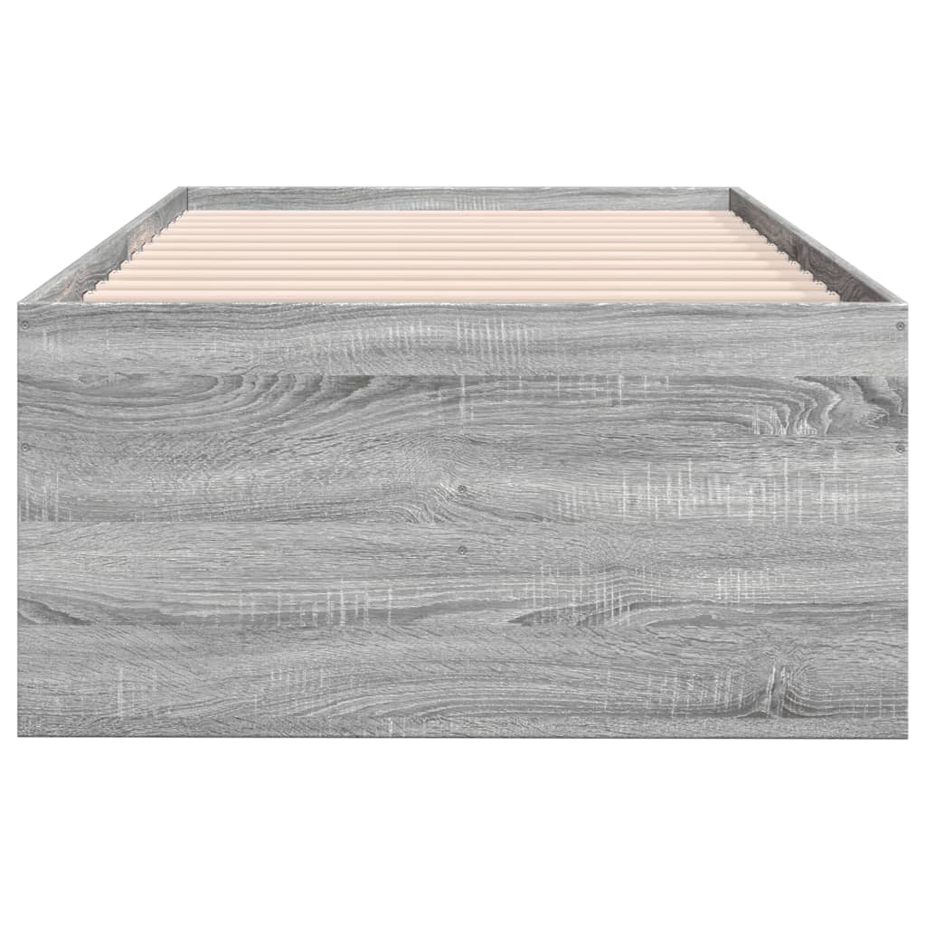 vidaXL Pat de zi cu sertare fără saltea, gri sonoma, 100x200 cm