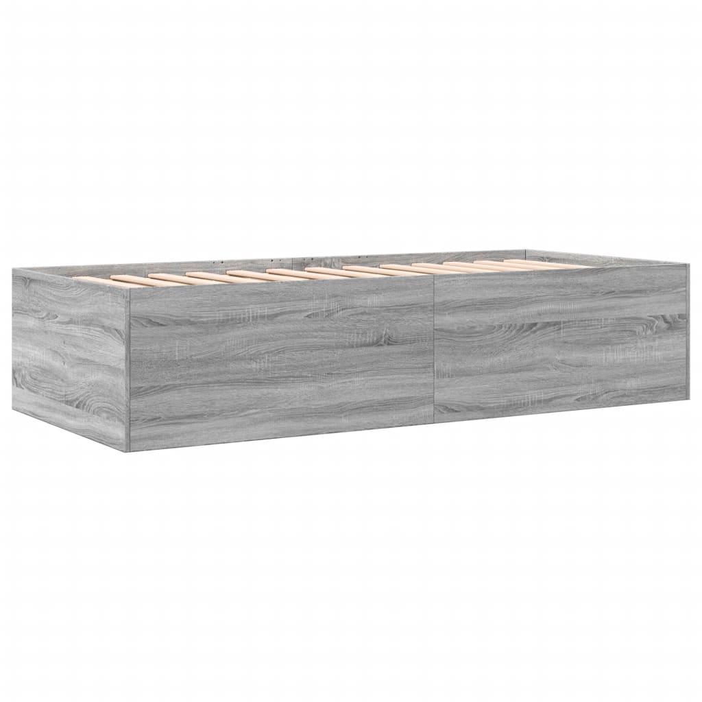vidaXL Pat de zi cu sertare fără saltea, gri sonoma, 100x200 cm