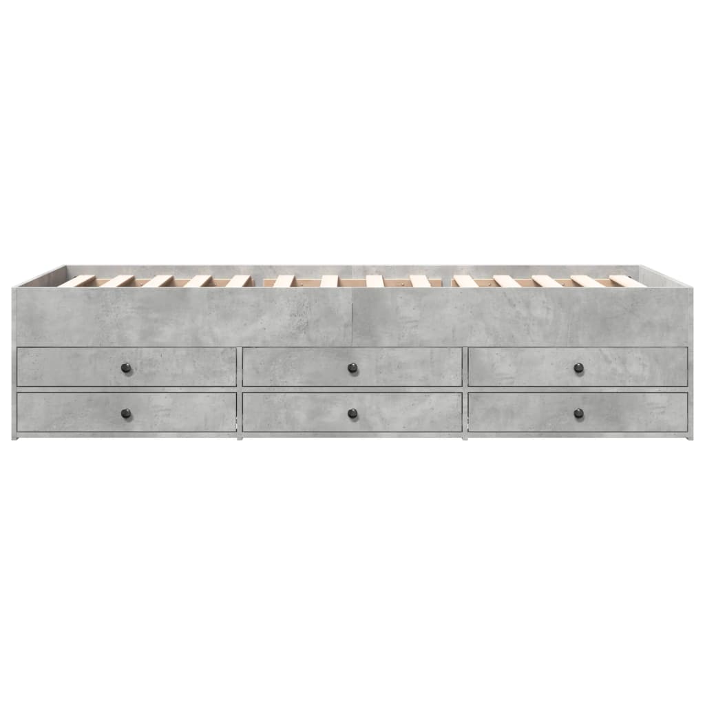 vidaXL Pat de zi cu sertare fără saltea, gri beton, 90x200 cm