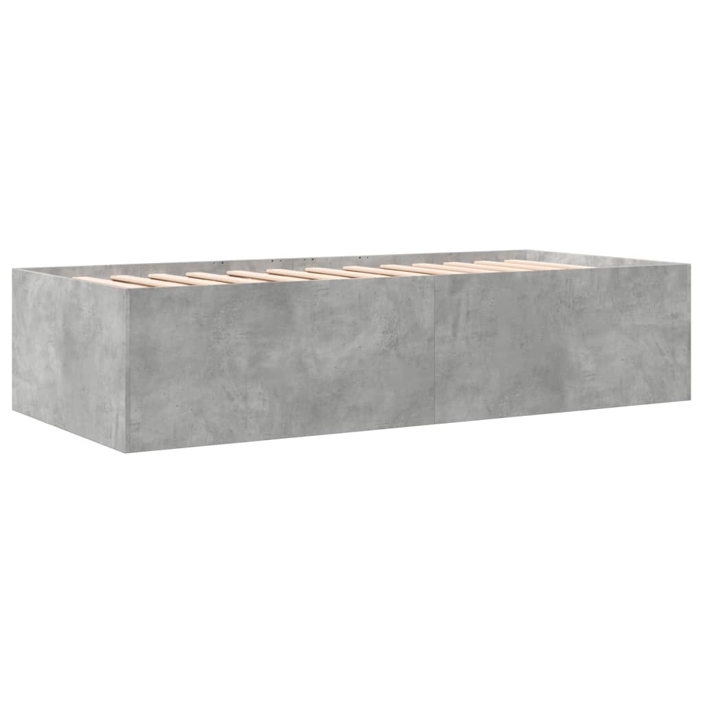 vidaXL Pat de zi cu sertare fără saltea, gri beton, 90x190 cm
