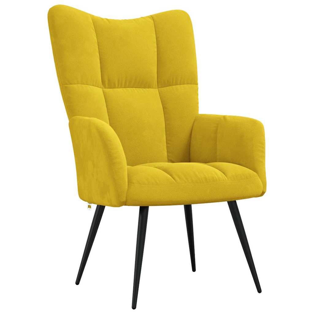 vidaXL Scaun de relaxare cu taburet, galben muștar, catifea vidaXL Scaun de relaxare cu taburet, galben muștar, catifea