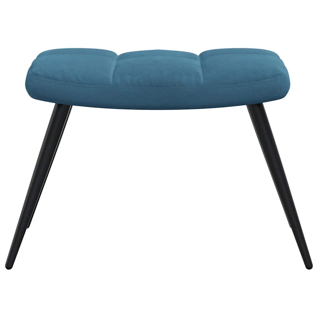 vidaXL Scaun de relaxare cu taburet, albastru, catifea vidaXL Scaun de relaxare cu taburet, albastru, catifea