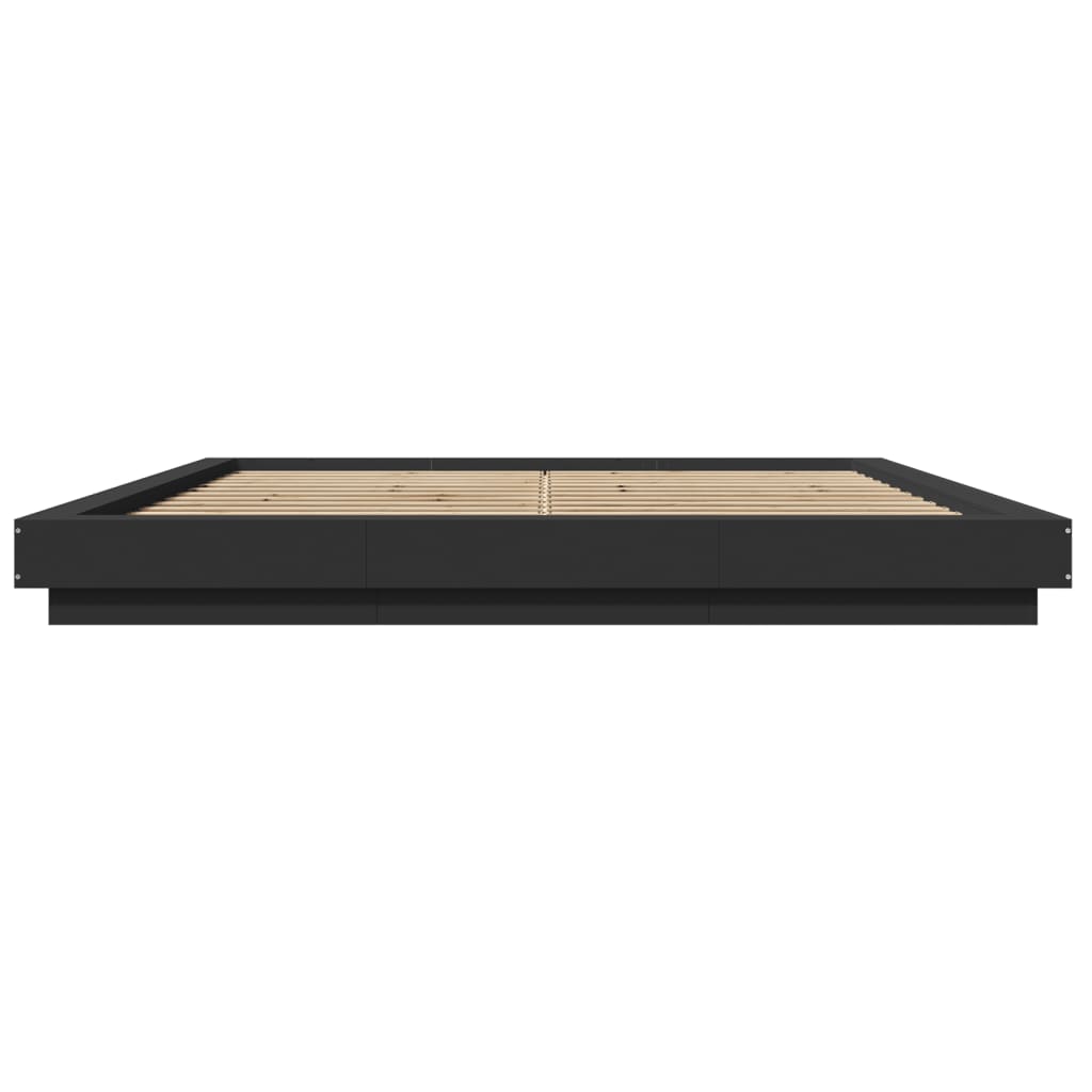 vidaXL Cadru de pat cu lumini LED, negru, 200x200 cm, lemn prelucrat