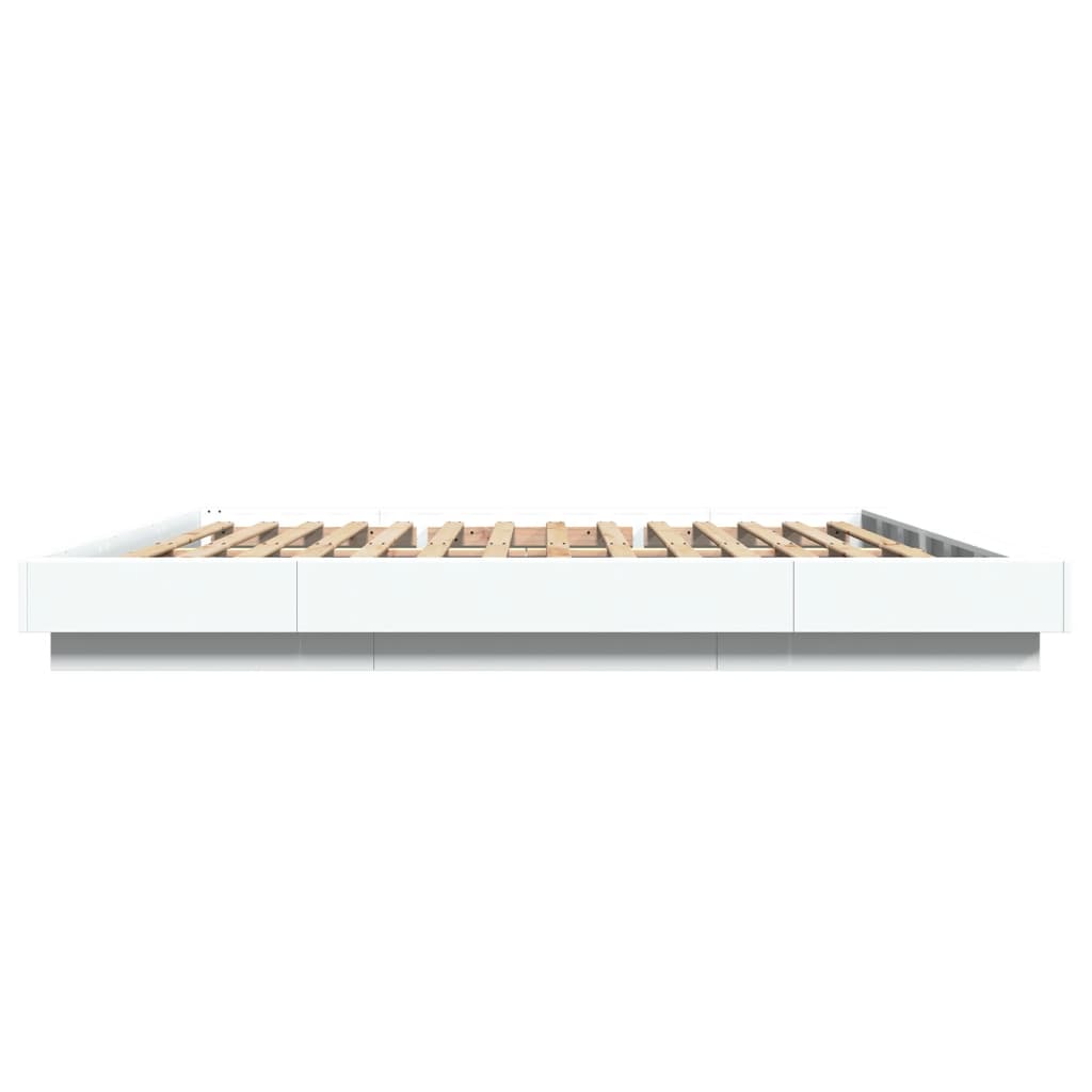 vidaXL Cadru de pat cu lumini LED, alb, 180x200 cm, lemn prelucrat vidaXL Cadru de pat cu lumini LED, alb, 180x200 cm, lemn prelucrat